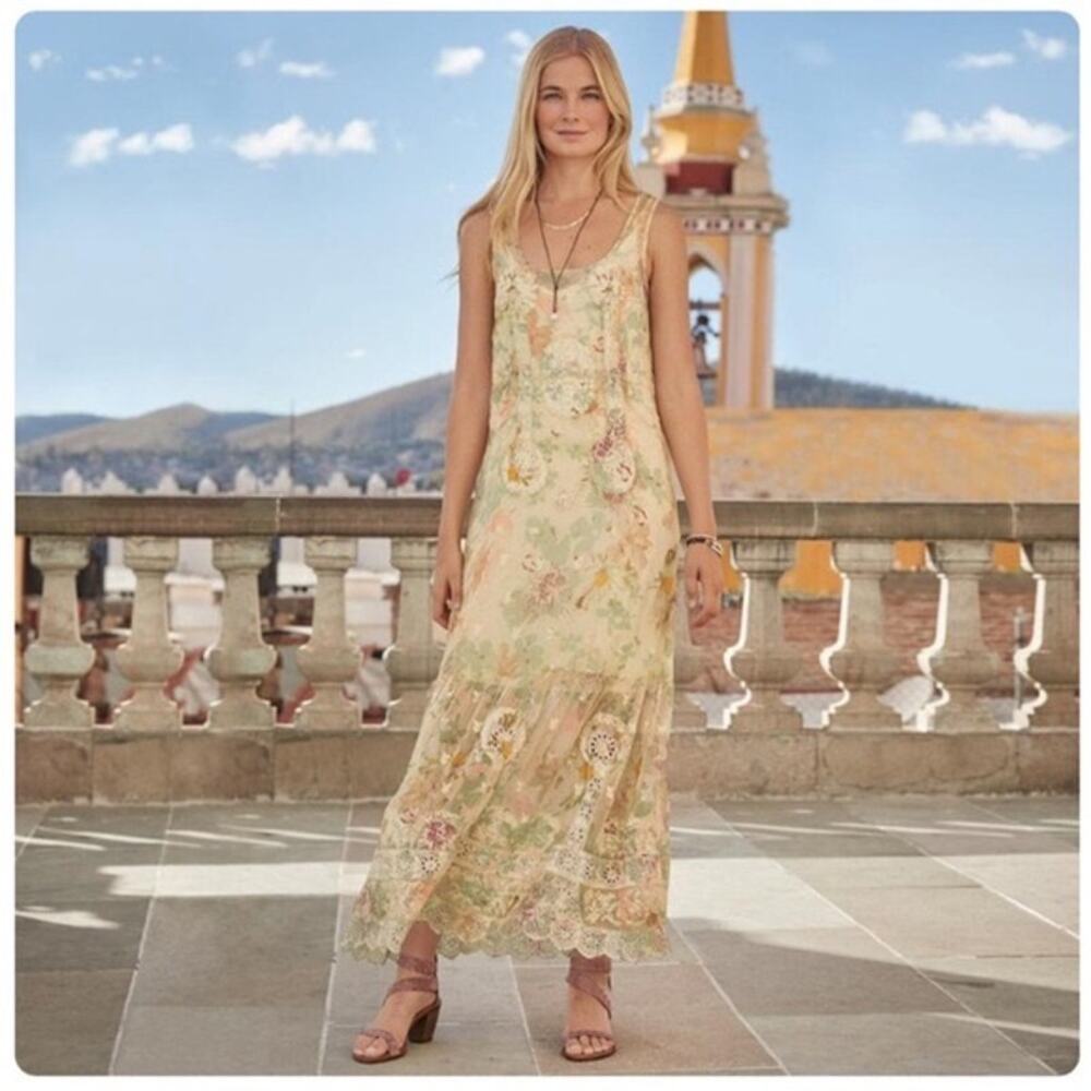 Sundance Buttercup Embroidered Floral Silk Maxi Dress